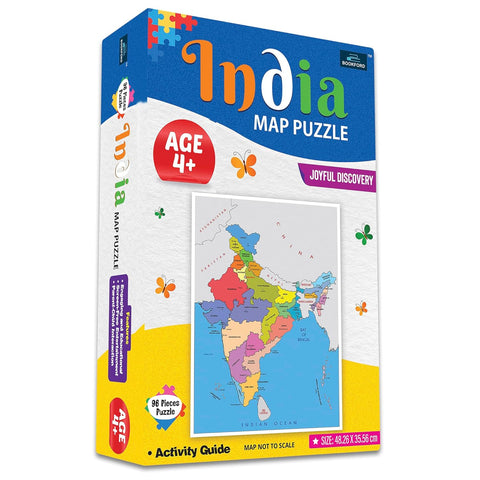 Queeble | Bookford India Map Puzzle – 48.26 x 35.56 cm | Educational Puzzle for Kids Age 4+