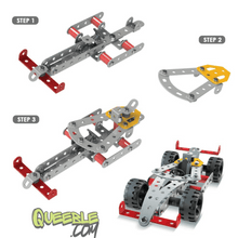 Queeble | Mechanix Set 3 – 202 Pieces | Build 18 Models | STEM Educational Construction Kit for Kids Aged 7+